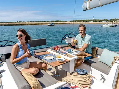Deck of La Linea, a Dufour 37 sailboat at Seget Donji, Croatia