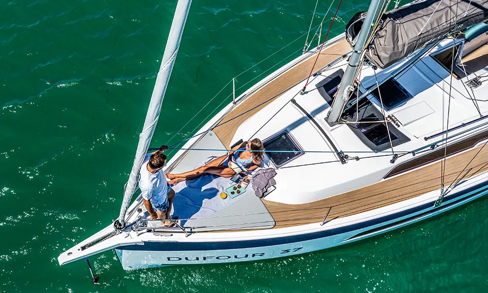 Exterior view of La Linea, a Dufour 37 sailboat at Seget Donji, Croatia