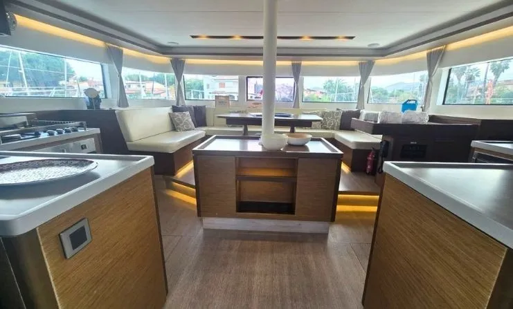 Salon of Thor, a Lagoon 50 catamaran at Olbia, Italy