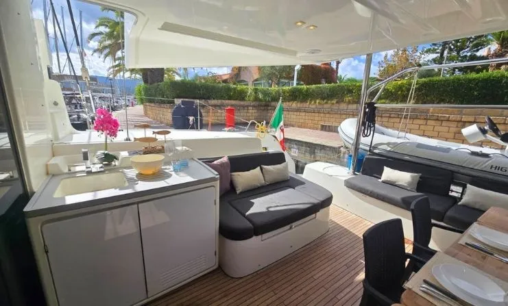 Deck of Thor, a Lagoon 50 catamaran at Olbia, Italy