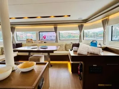 Salon of Thor, a Lagoon 50 catamaran at Olbia, Italy