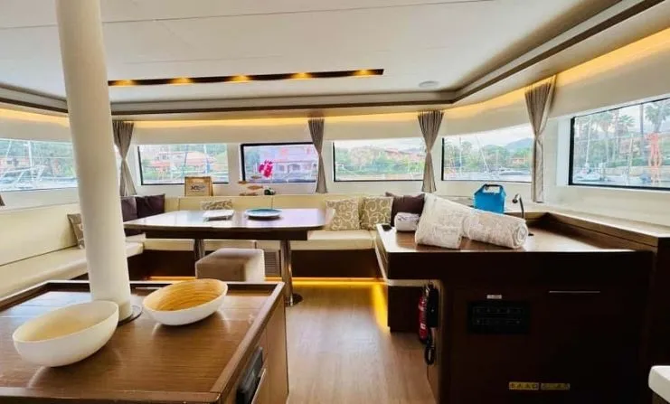 Salon of Thor, a Lagoon 50 catamaran at Olbia, Italy