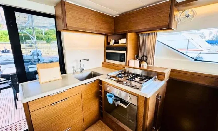 Galley of Thor, a Lagoon 50 catamaran at Olbia, Italy