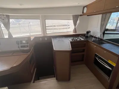 Galley of Bellatrix, a Lagoon 42 catamaran at Rosignano Solvay, Italy