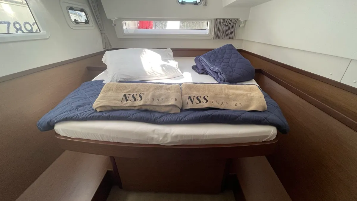 Cabin on Bellatrix, a Lagoon 42 catamaran at Rosignano Solvay, Italy