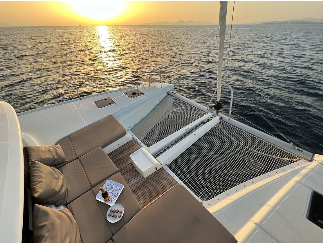 Deck of Sophia, a Lagoon 50 catamaran at Athens, Greece