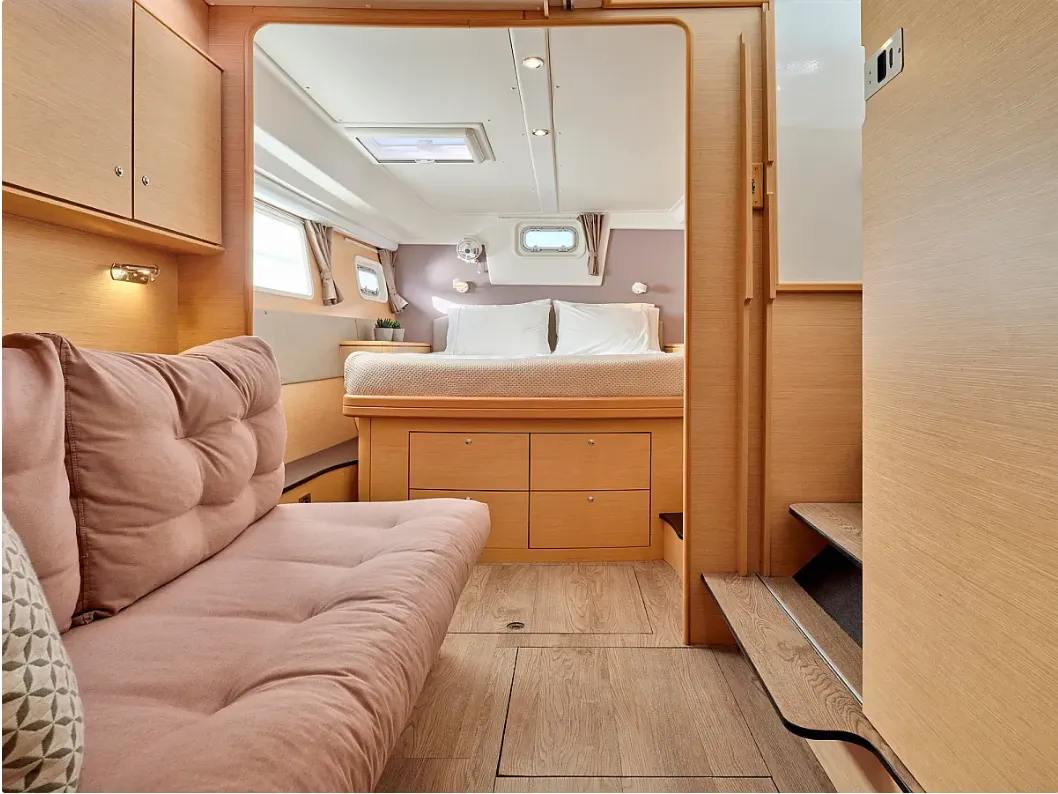Cabin on Sophia, a Lagoon 50 catamaran at Athens, Greece