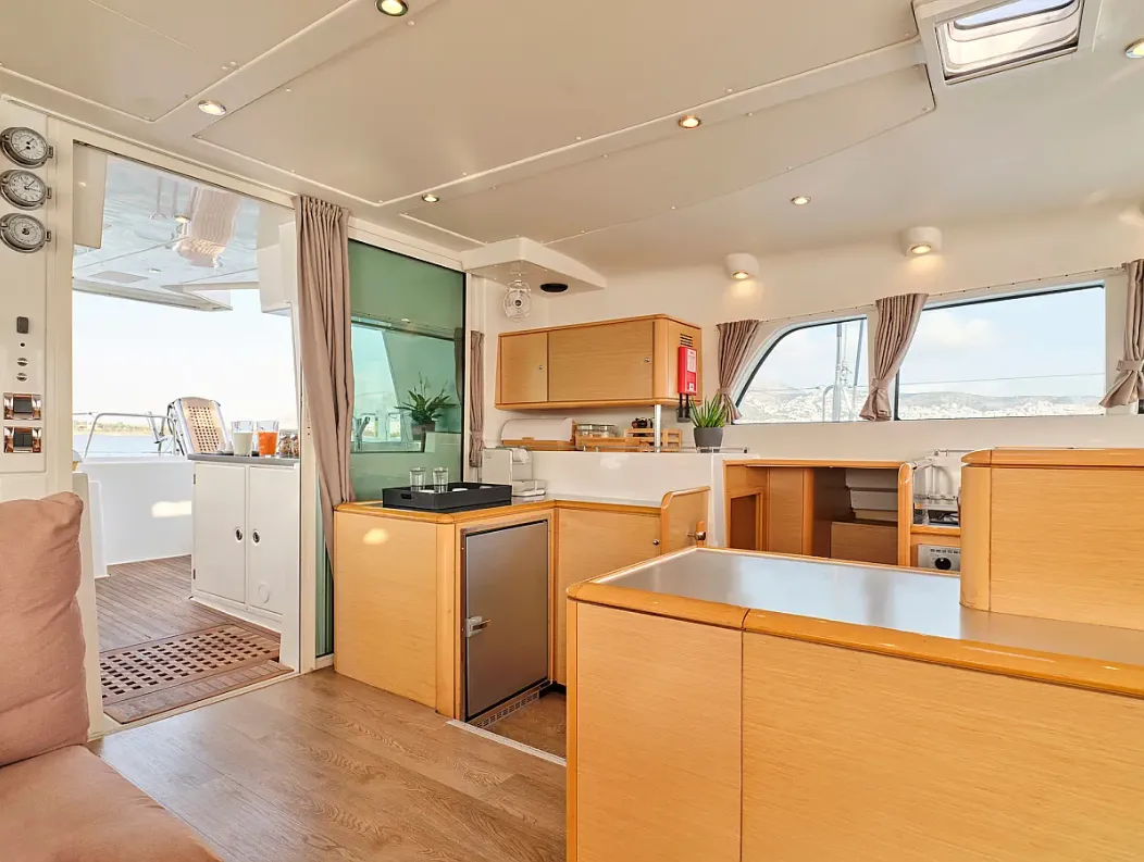 Galley of Sophia, a Lagoon 50 catamaran at Athens, Greece
