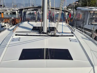 Deck of Kille, a Hanse 510 sailboat at Fethiye, Turkey