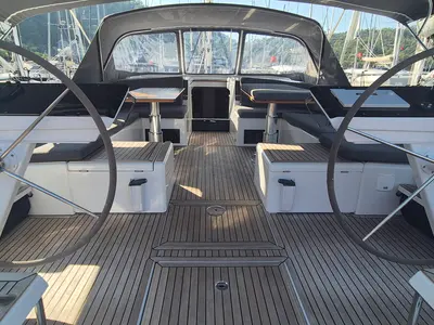 Cockpit of Kille, a Hanse 510 sailboat at Fethiye, Turkey