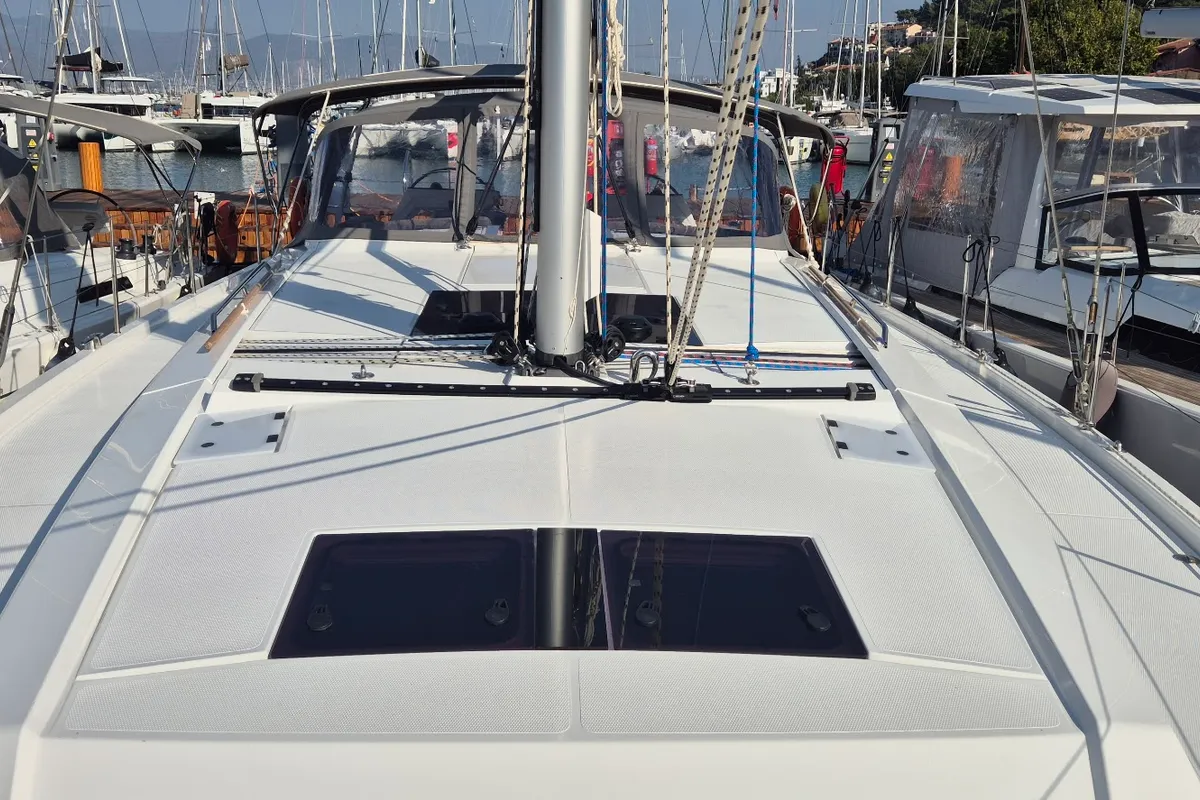 Deck of Kille, a Hanse 510 sailboat at Fethiye, Turkey