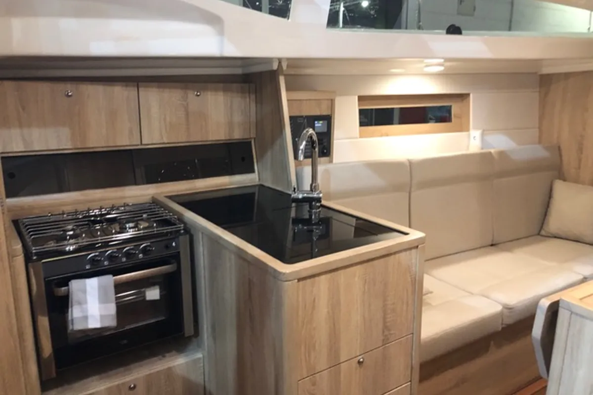 Galley of Guttiau, a Viko S 35 sailboat at Poltu Quatu, Italy