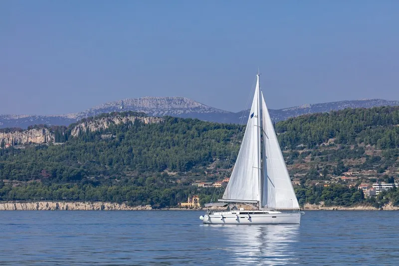 Exterior view of JOSIP, a Bavaria Cruiser 46 sailboat at Split, Croatia