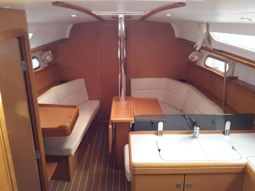 Salon of El Greco, a Jeanneau Sun Odyssey 36i sailboat at Athens, Greece