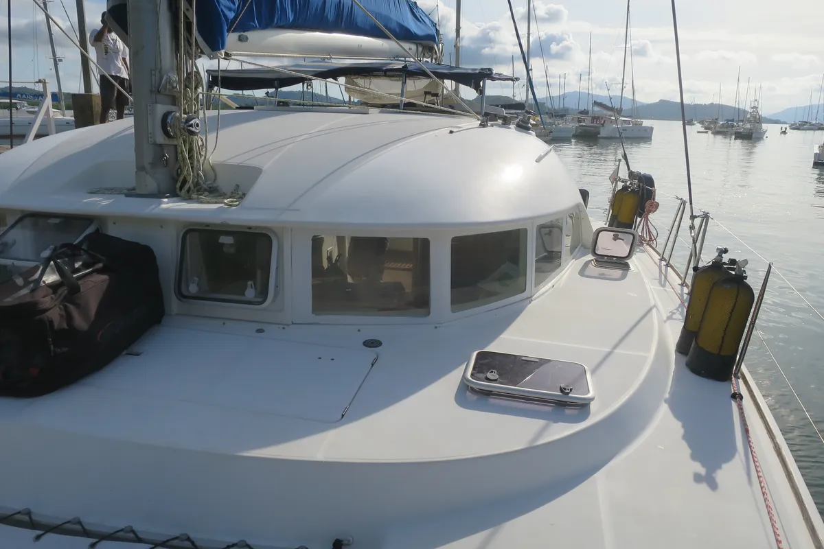 Deck of Classic, a Lagoon 380 catamaran at Ambatoloaka, Madagascar