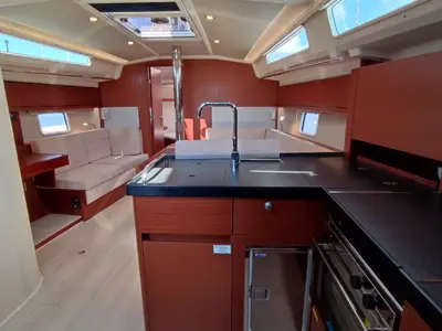 Galley of Alexa, a Hanse 418 sailboat at Lavrion, Greece
