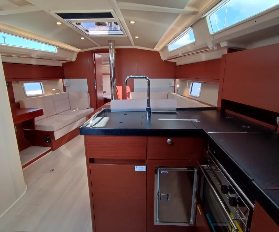 Galley of Alexa, a Hanse 418 sailboat at Lavrion, Greece