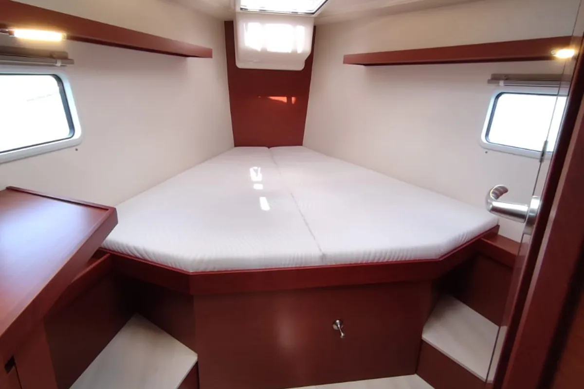 Cabin on Alexa, a Hanse 418 sailboat at Lavrion, Greece