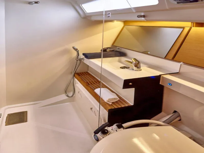 Head on Tolinho, a Jeanneau Sun Odyssey 440 sailboat at Municipal Unit of Rhodes, Greece