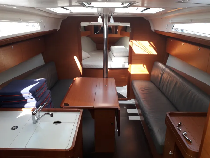 Salon of Joy Planet, a Dufour 360 Grand Large sailboat at Marsala, Italy