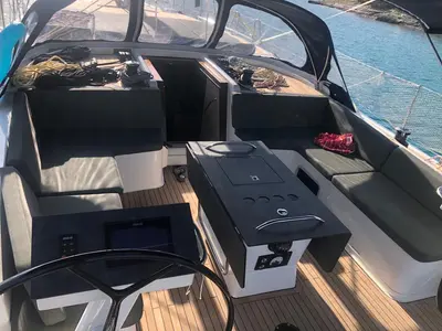 Cockpit of Bianco, a D&D Kufner 50 sailboat at Seget Donji, Croatia