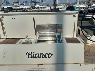 Deck of Bianco, a D&D Kufner 50 sailboat at Seget Donji, Croatia