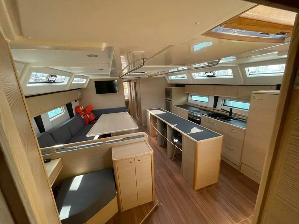 Salon of Bianco, a D&D Kufner 50 sailboat at Seget Donji, Croatia