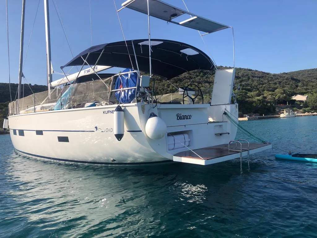 Exterior view of Bianco, a D&D Kufner 50 sailboat at Seget Donji, Croatia