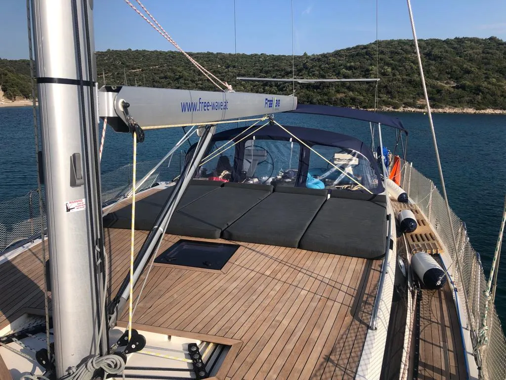 Deck of Bianco, a D&D Kufner 50 sailboat at Seget Donji, Croatia