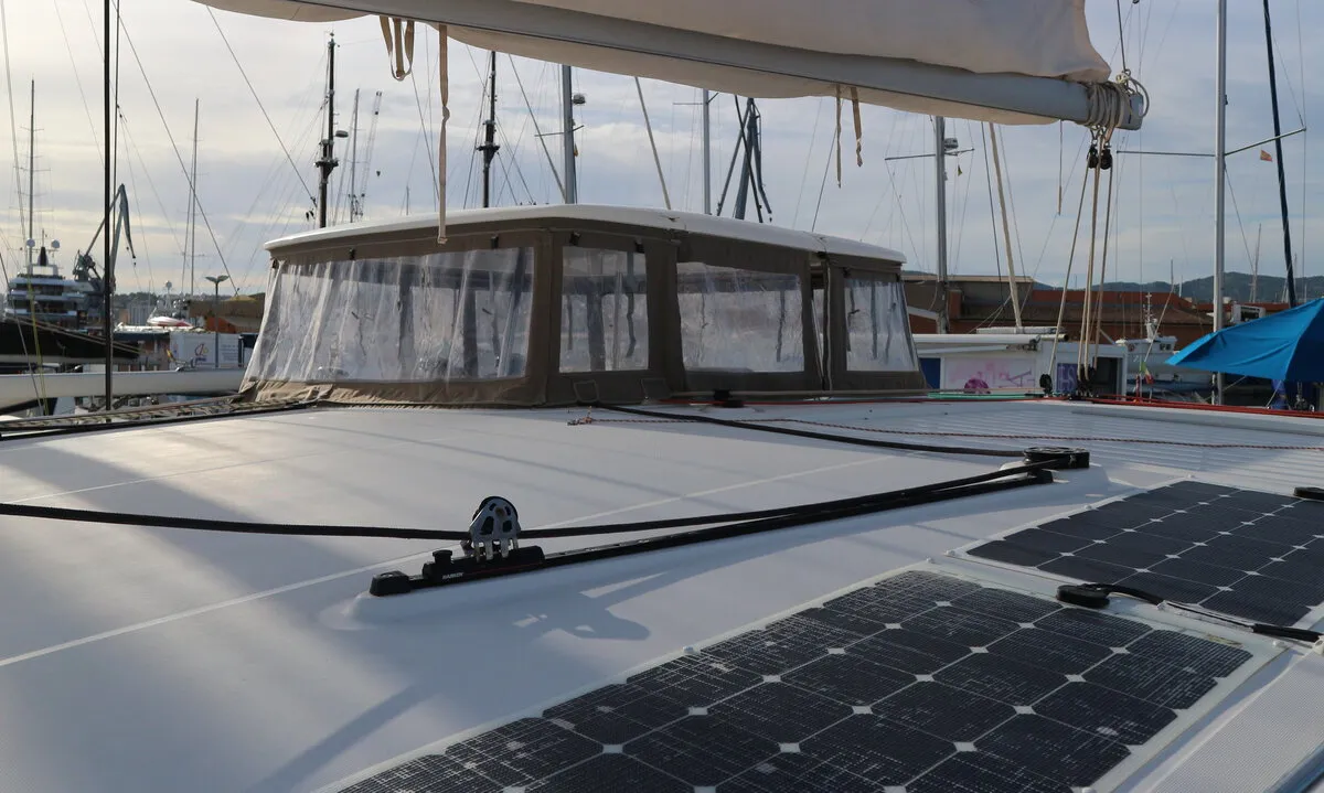 Cockpit of Lagoon 450 S, a catamaran at Palma de Mallorca, Spain