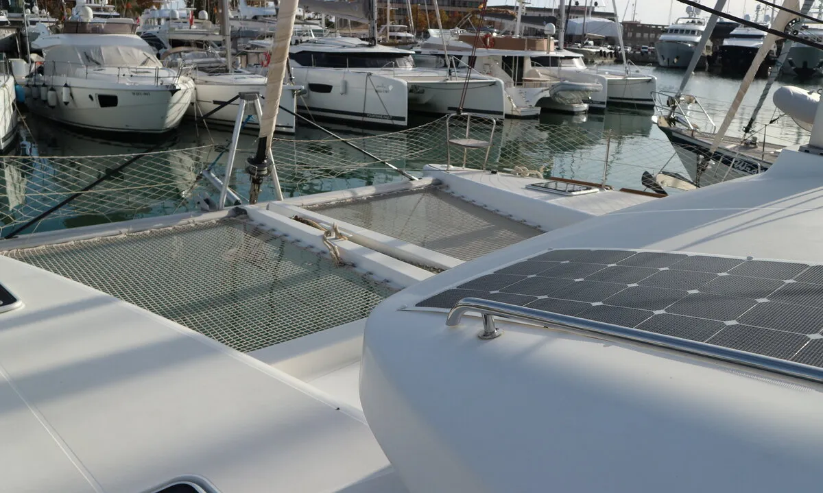Deck of Lagoon 450 S, a catamaran at Palma de Mallorca, Spain