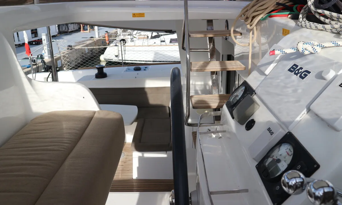 Deck of Lagoon 450 S, a catamaran at Palma de Mallorca, Spain