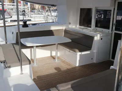 Galley of Lagoon 450 S, a catamaran at Palma de Mallorca, Spain