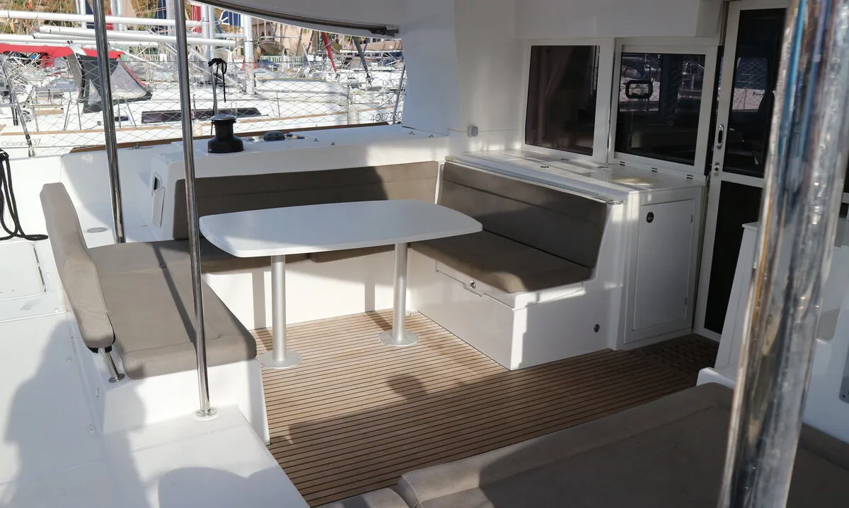 Galley of Lagoon 450 S, a catamaran at Palma de Mallorca, Spain