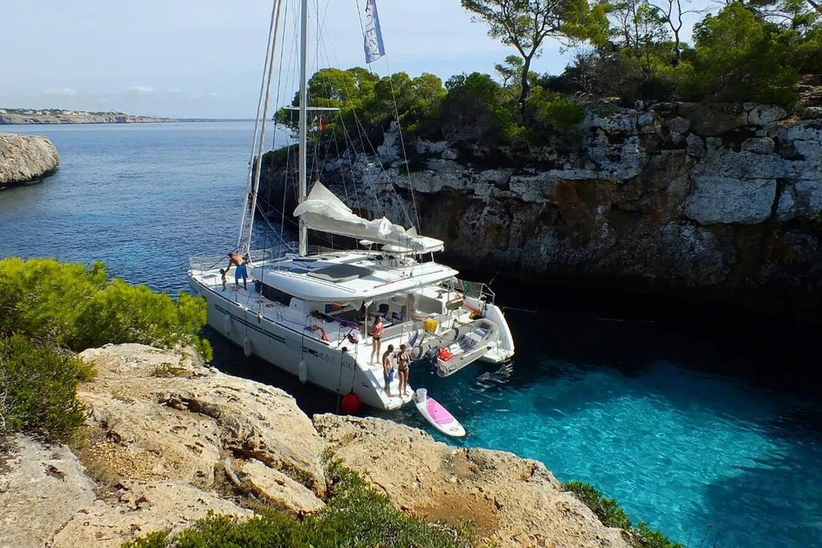 Exterior view of Lagoon 450 S, a catamaran at Palma de Mallorca, Spain