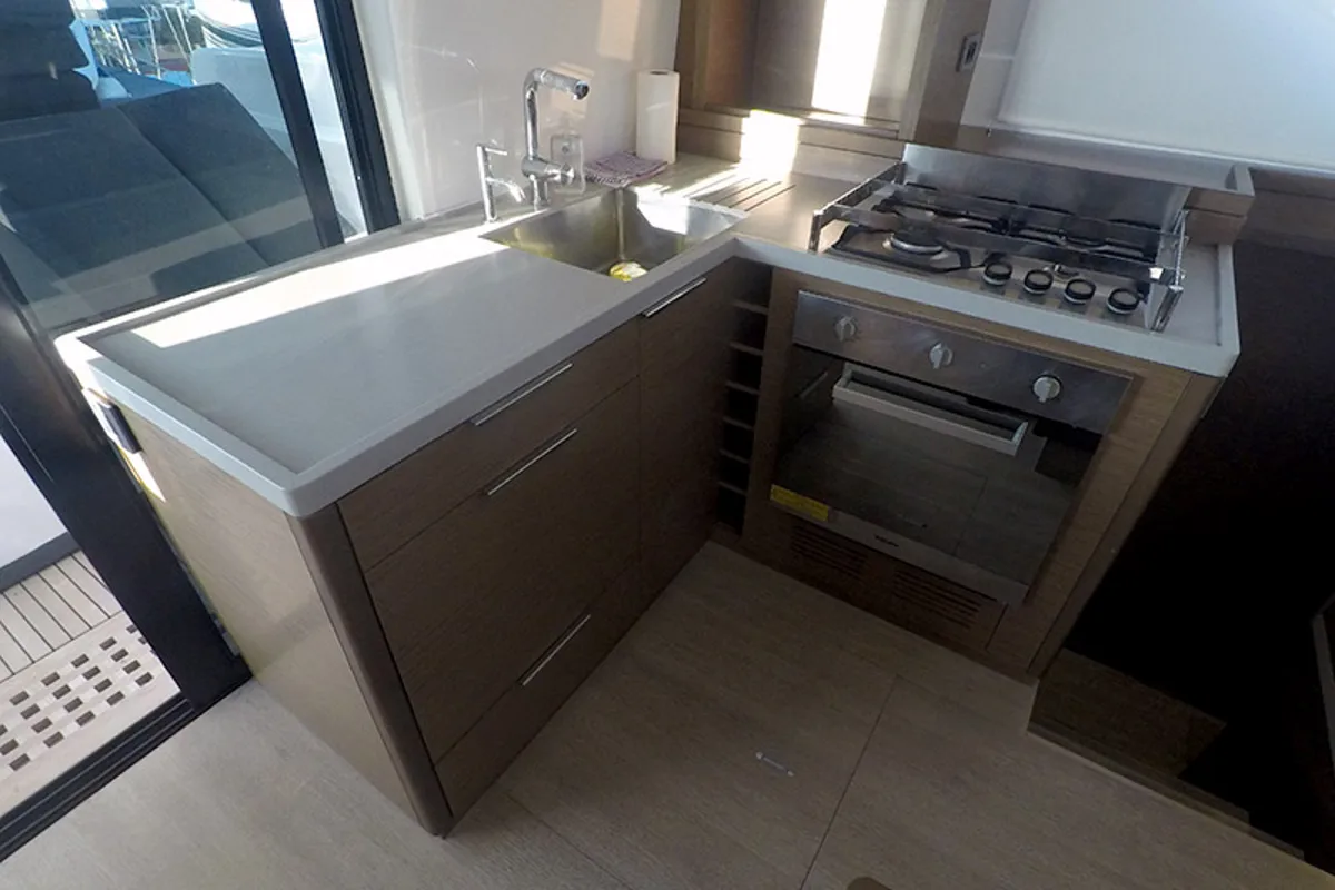 Galley of Zuzo 1ST, a Lagoon 50 catamaran at Grad Šibenik, Croatia