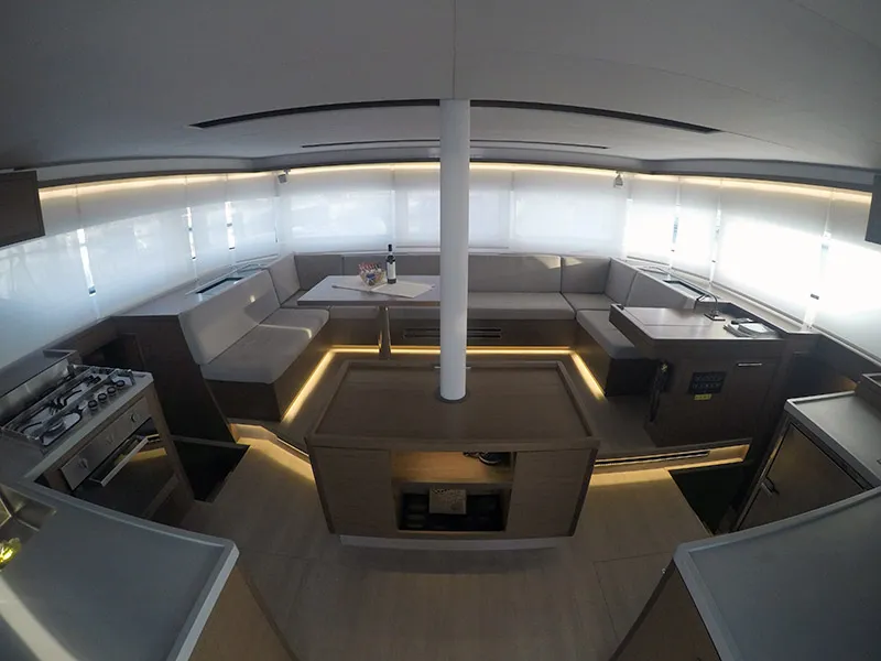 Salon of Zuzo 1ST, a Lagoon 50 catamaran at Grad Šibenik, Croatia