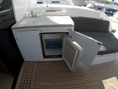 Deck of Zuzo 1ST, a Lagoon 50 catamaran at Grad Šibenik, Croatia