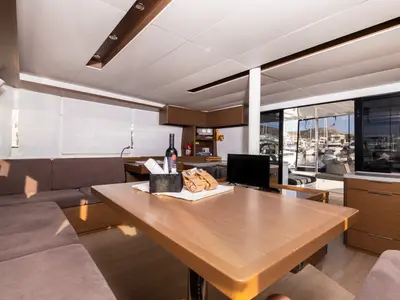 Salon of Zuzo 1ST, a Lagoon 50 catamaran at Grad Šibenik, Croatia