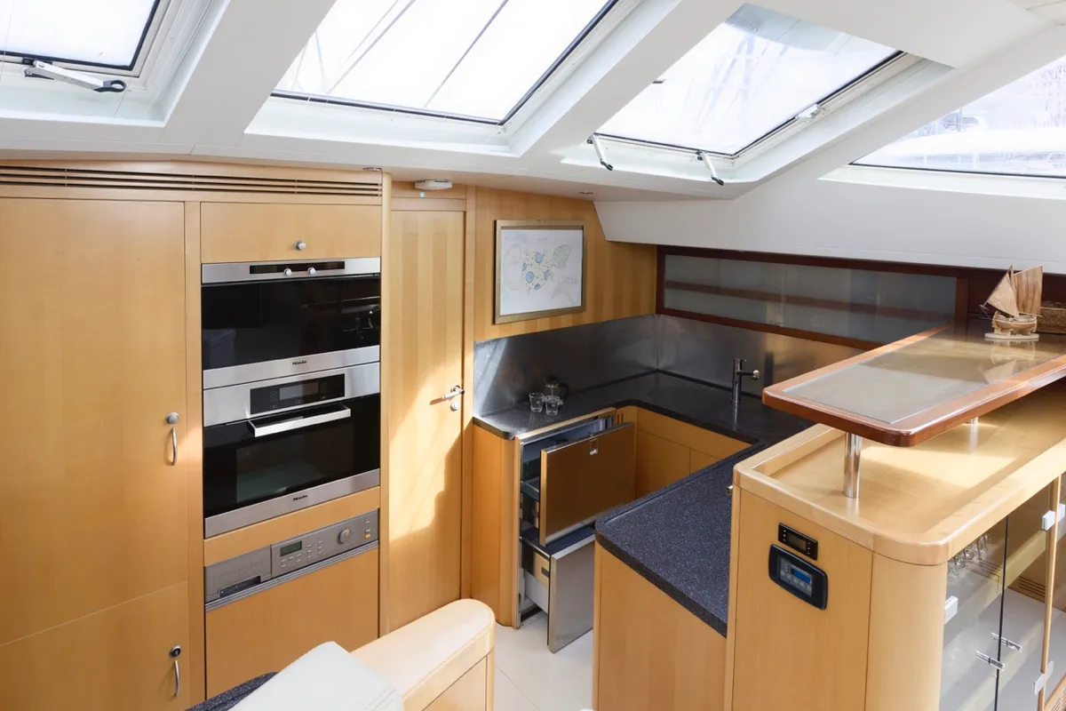 Galley of Makay, a Garcia 72.2 sailboat at Grad Kaštela, Croatia