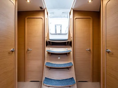 Salon of Pulsar, a Dufour 460 Grand Large sailboat at Lefkada, Greece