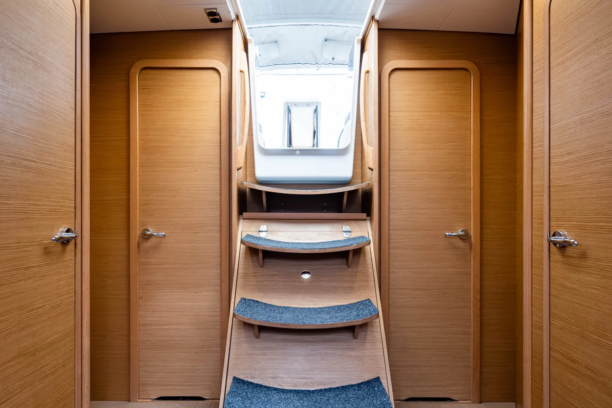 Salon of Pulsar, a Dufour 460 Grand Large sailboat at Lefkada, Greece