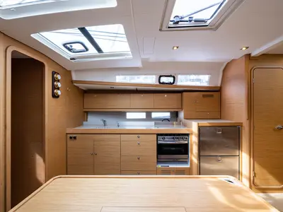Galley of Pulsar, a Dufour 460 Grand Large sailboat at Lefkada, Greece