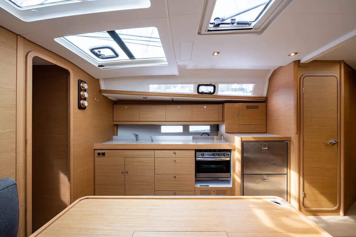 Galley of Pulsar, a Dufour 460 Grand Large sailboat at Lefkada, Greece