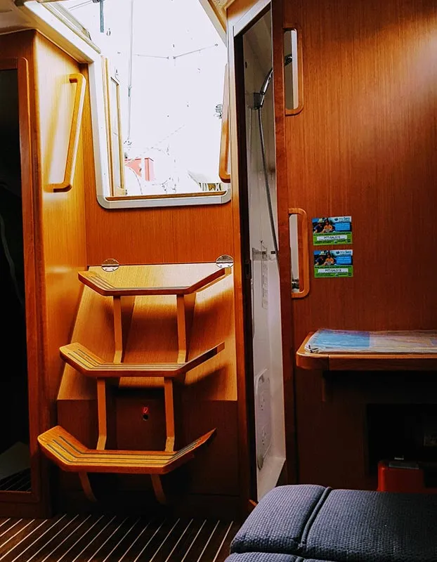 Cabin on Salsa, a Bavaria Cruiser 33 sailboat at Zadar, Croatia