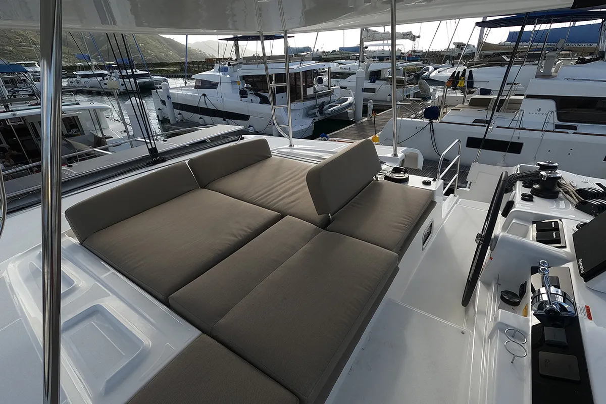 Deck of Kokomo , a Lagoon 46 catamaran at Road Town, British Virgin Islands
