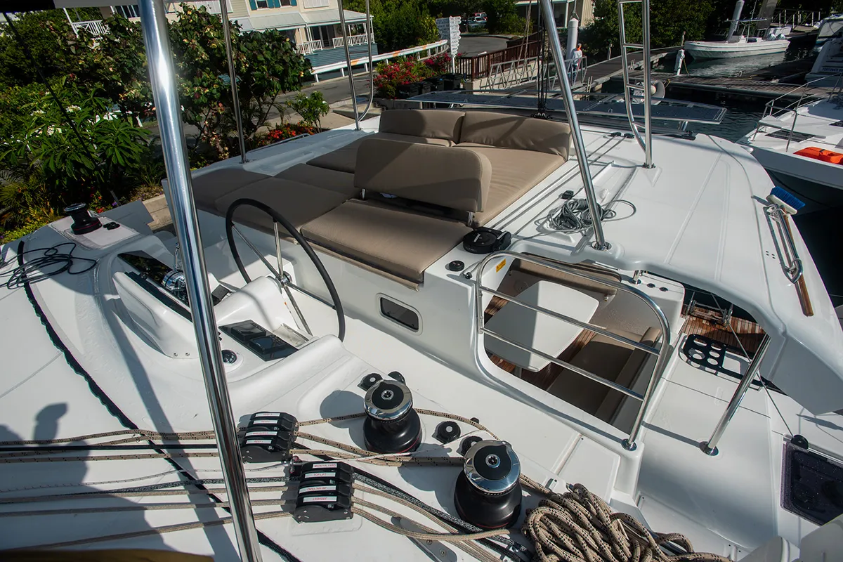 Deck of Kokomo , a Lagoon 46 catamaran at Road Town, British Virgin Islands