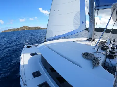 Deck of Kokomo , a Lagoon 46 catamaran at Road Town, British Virgin Islands