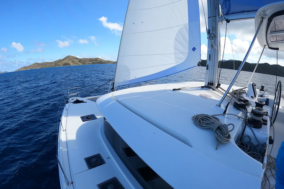 Deck of Kokomo , a Lagoon 46 catamaran at Road Town, British Virgin Islands