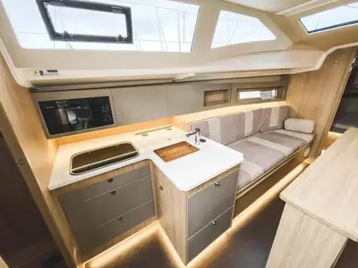 Galley of Zatoka Kula, a Northman Maxus 34 sailboat at Sztynort, Poland